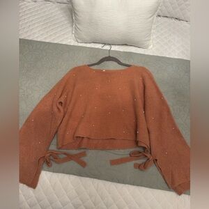 Knit Blend Boutique Sweater w/ Pearl Applique